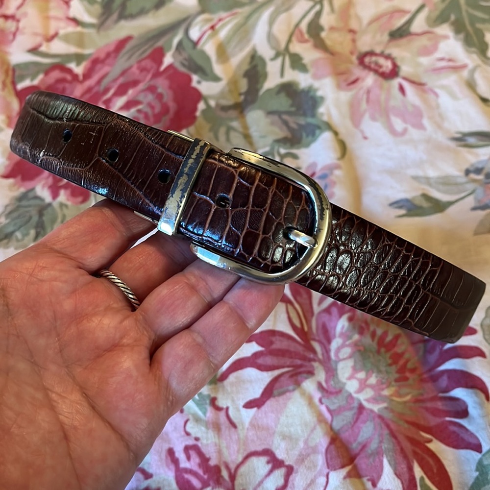 RALPH LAUREN sz Medium Reptile Embossed Leather Belt Width 1.5" Elegant Classic